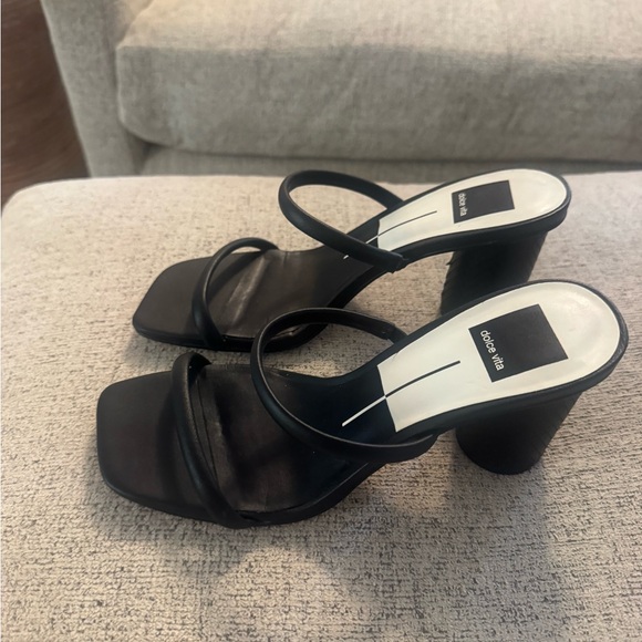 Dolce Vita Black Strappy Block Heels - Picture 1 of 8